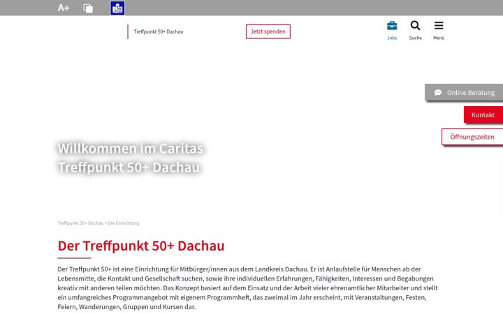 Screenshot di caritas-treffpunkt-50-plus-dachau.de