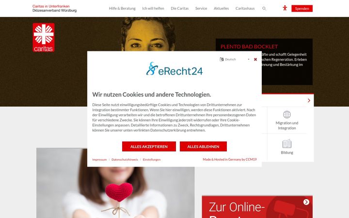 Screenshot of caritas-wuerzburg.de