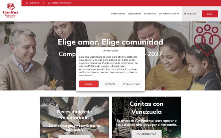 Screenshot of caritas-zaragoza.org