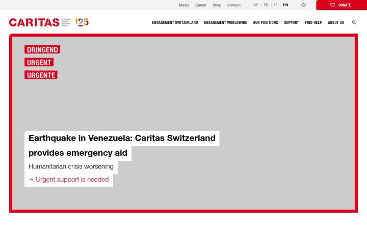 Screenshot of caritas.ch