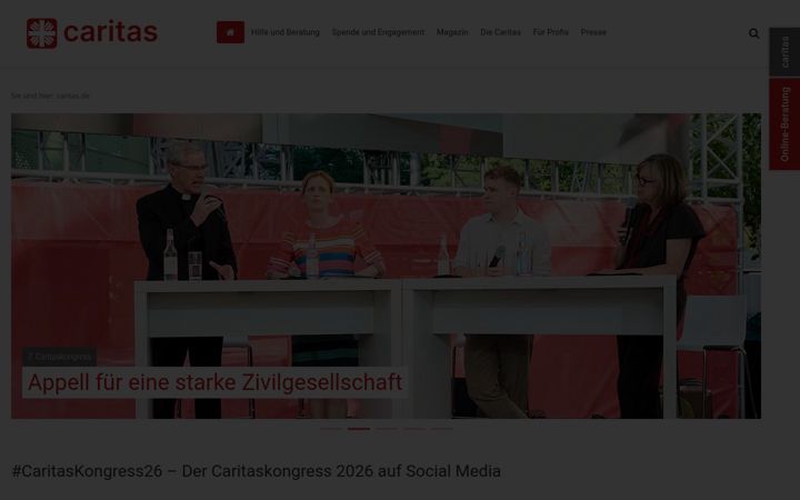 Screenshot von caritas.de