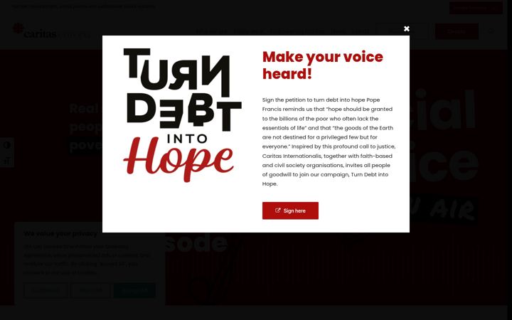 Screenshot of caritas.eu