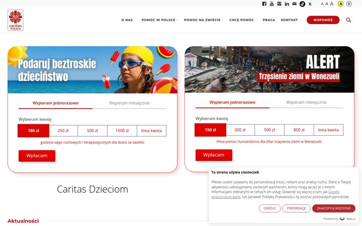Screenshot ta' caritas.pl
