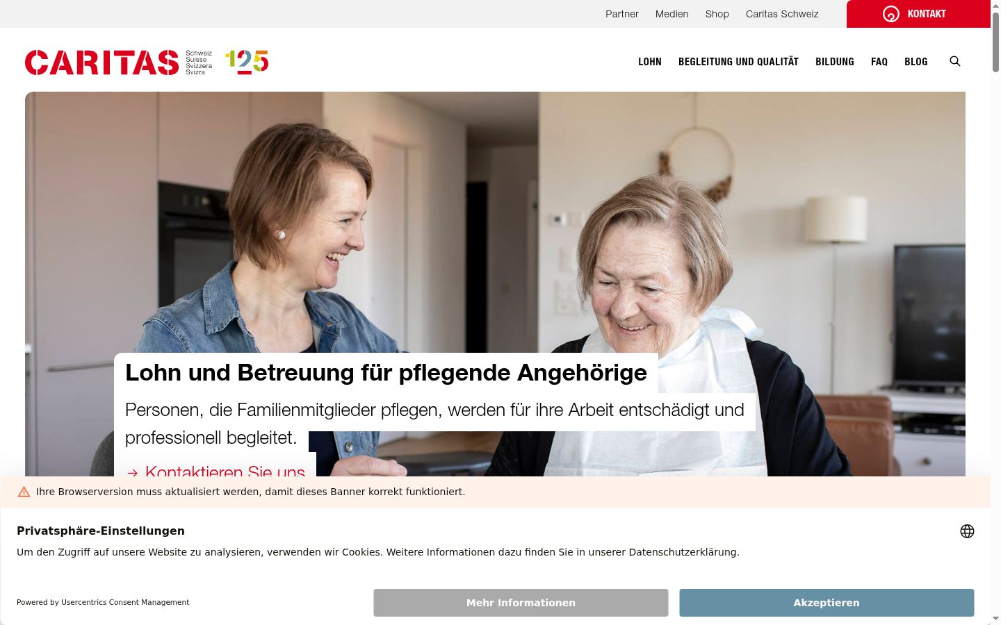 Capture d'écran de la bannière de consentement affichée avant toute interaction