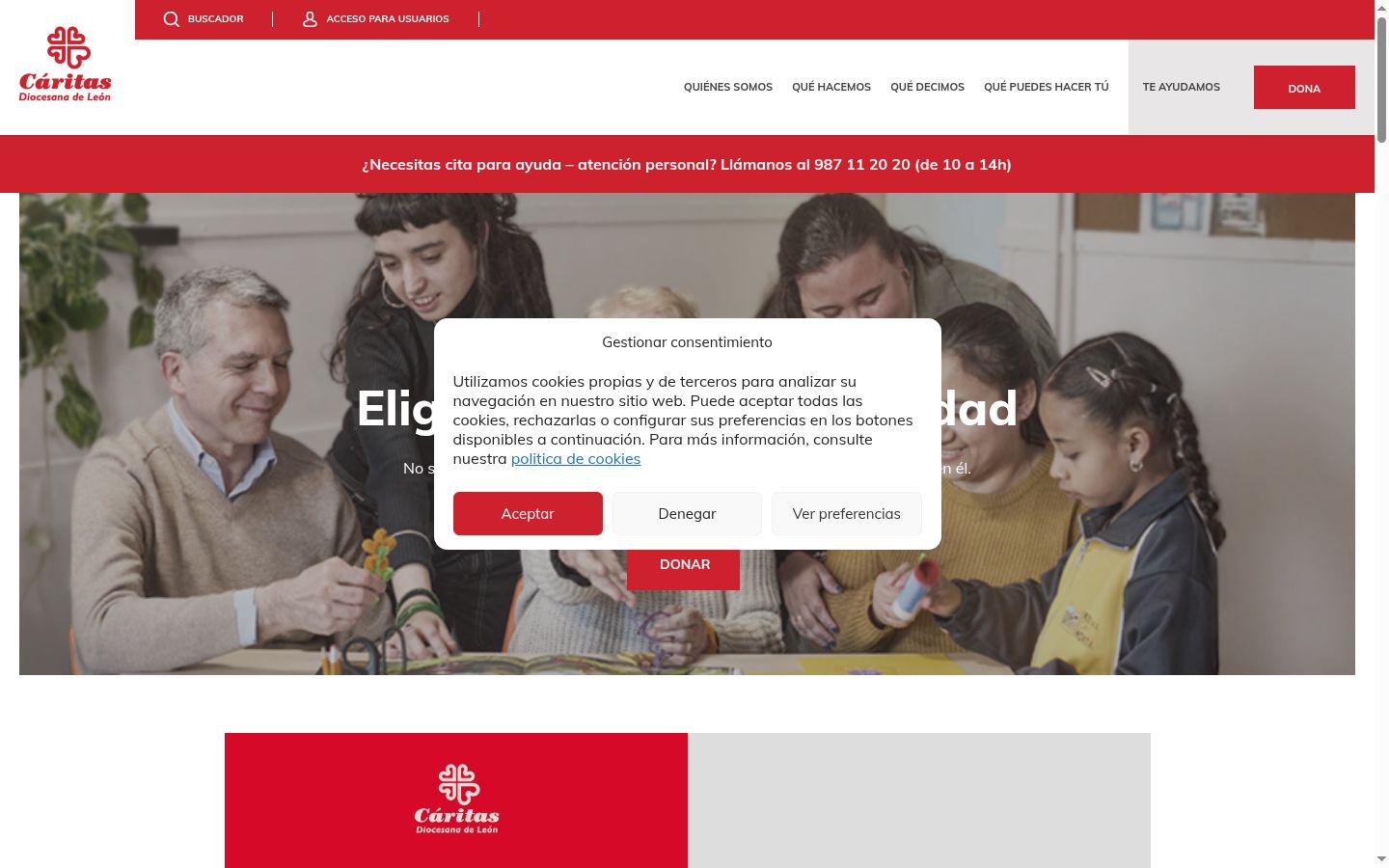 Screenshot of the consent banner shown before any interaction