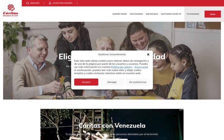 Screenshot van caritasdeleon.org