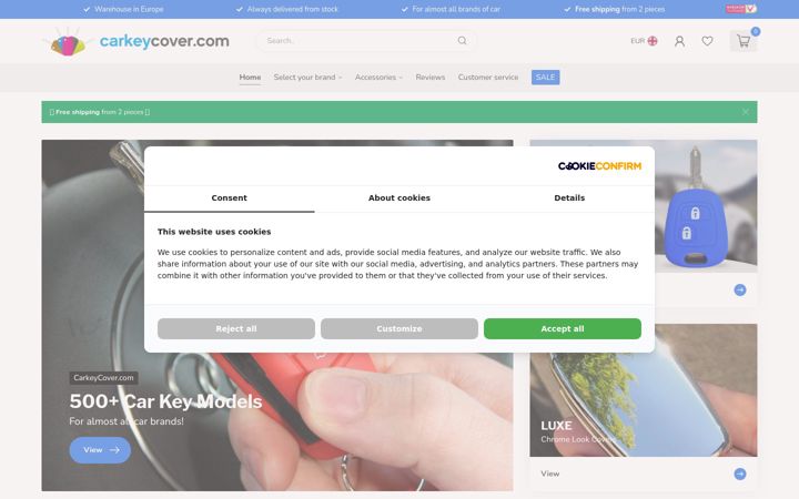 Screenshot of carkeycover.com