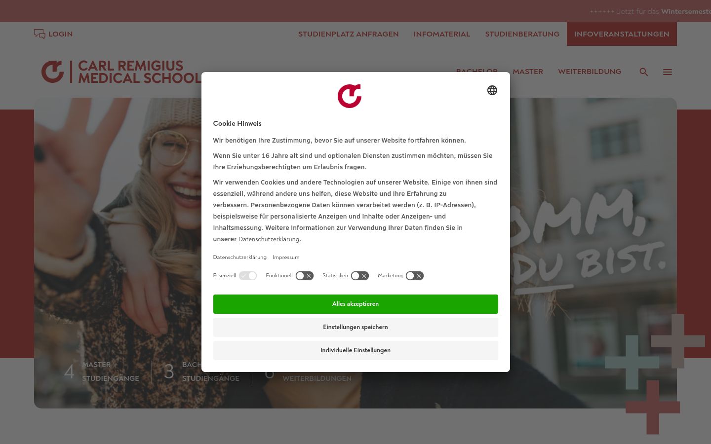 Capture d'écran de la bannière de consentement affichée avant toute interaction