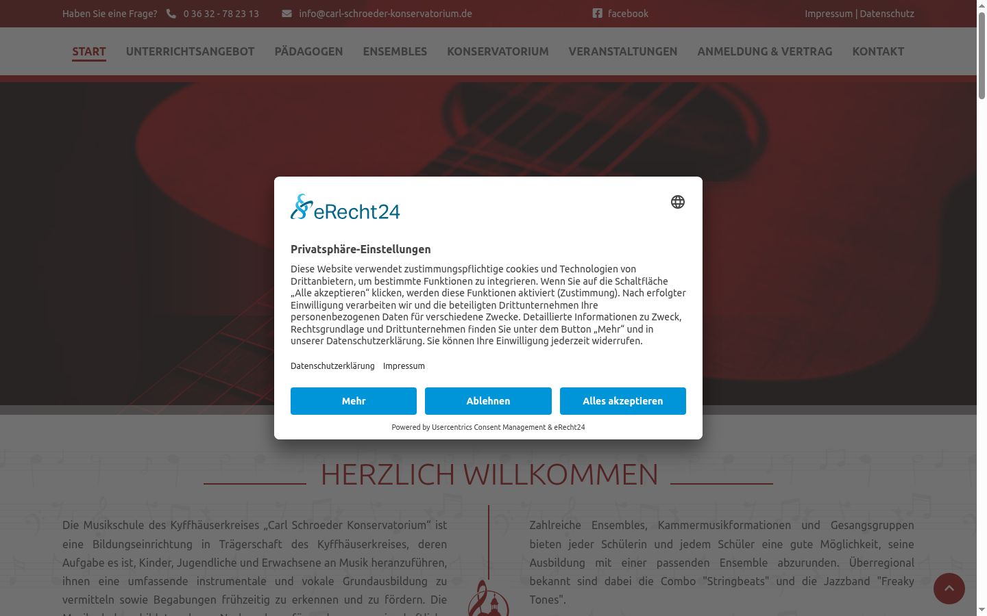 Screenshot del banner di consenso mostrato prima di qualsiasi interazione