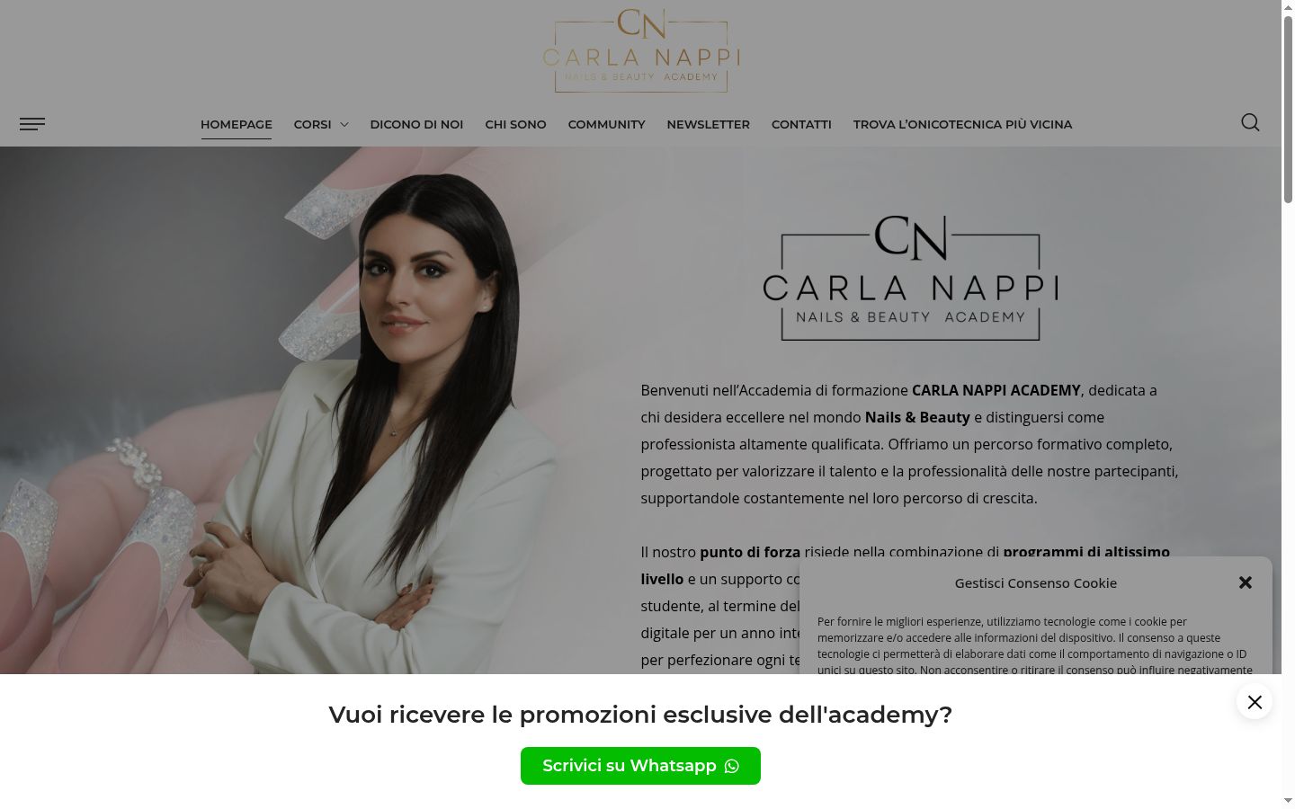 Screenshot del banner di consenso mostrato prima di qualsiasi interazione
