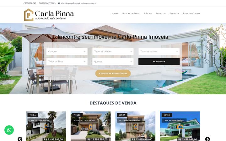 Screenshot of carlapinnaimoveis.com.br