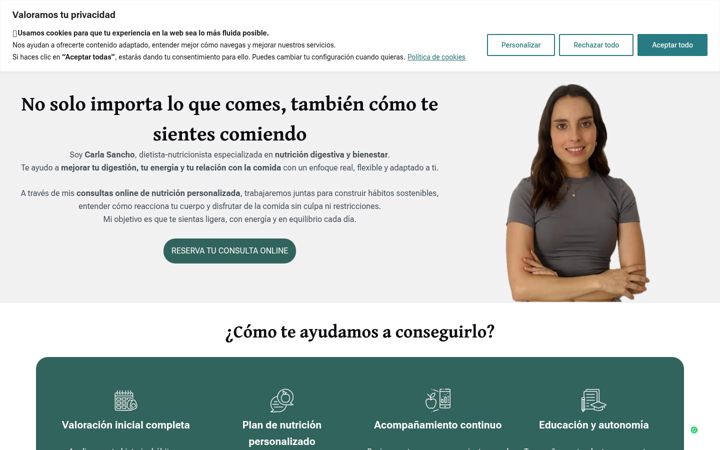 Screenshot of carlasanchonutricion.es