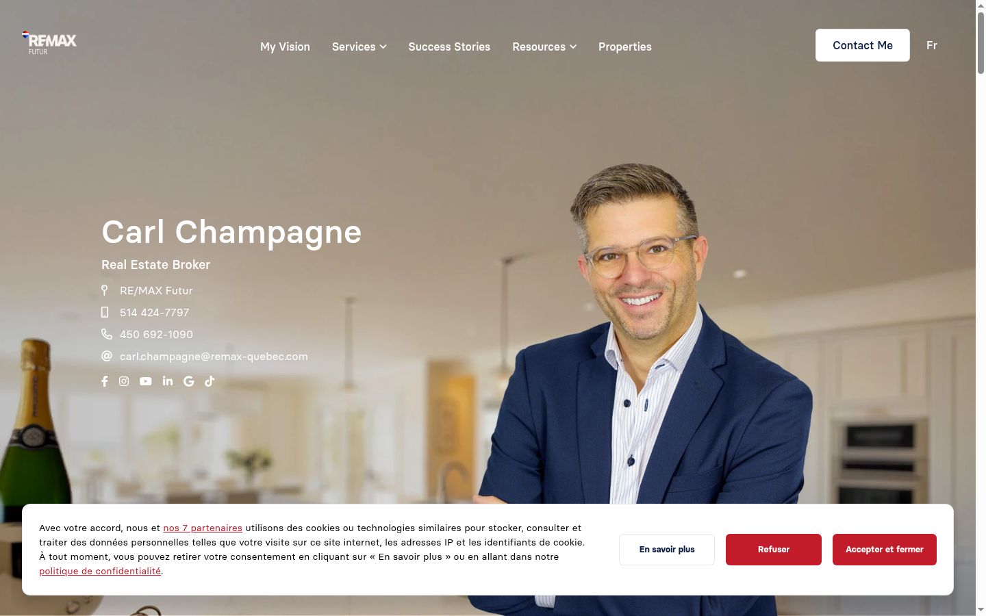 Screenshot del banner di consenso mostrato prima di qualsiasi interazione