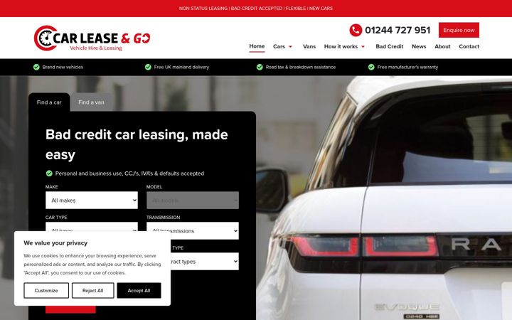 Screenshot of carleaseandgo.co.uk