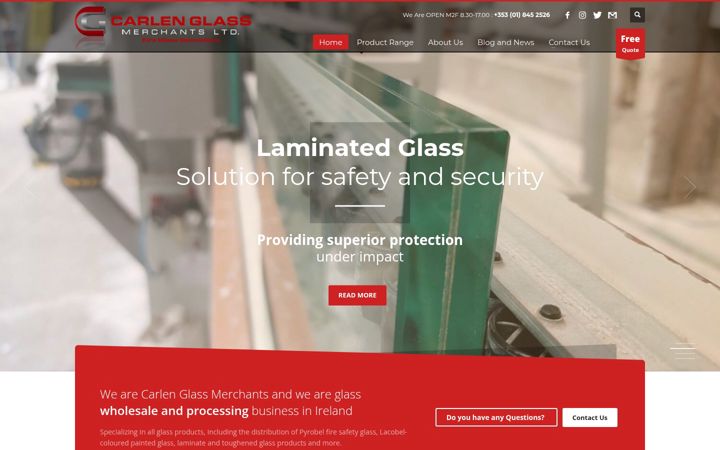 Screenshot of carlenglass.ie
