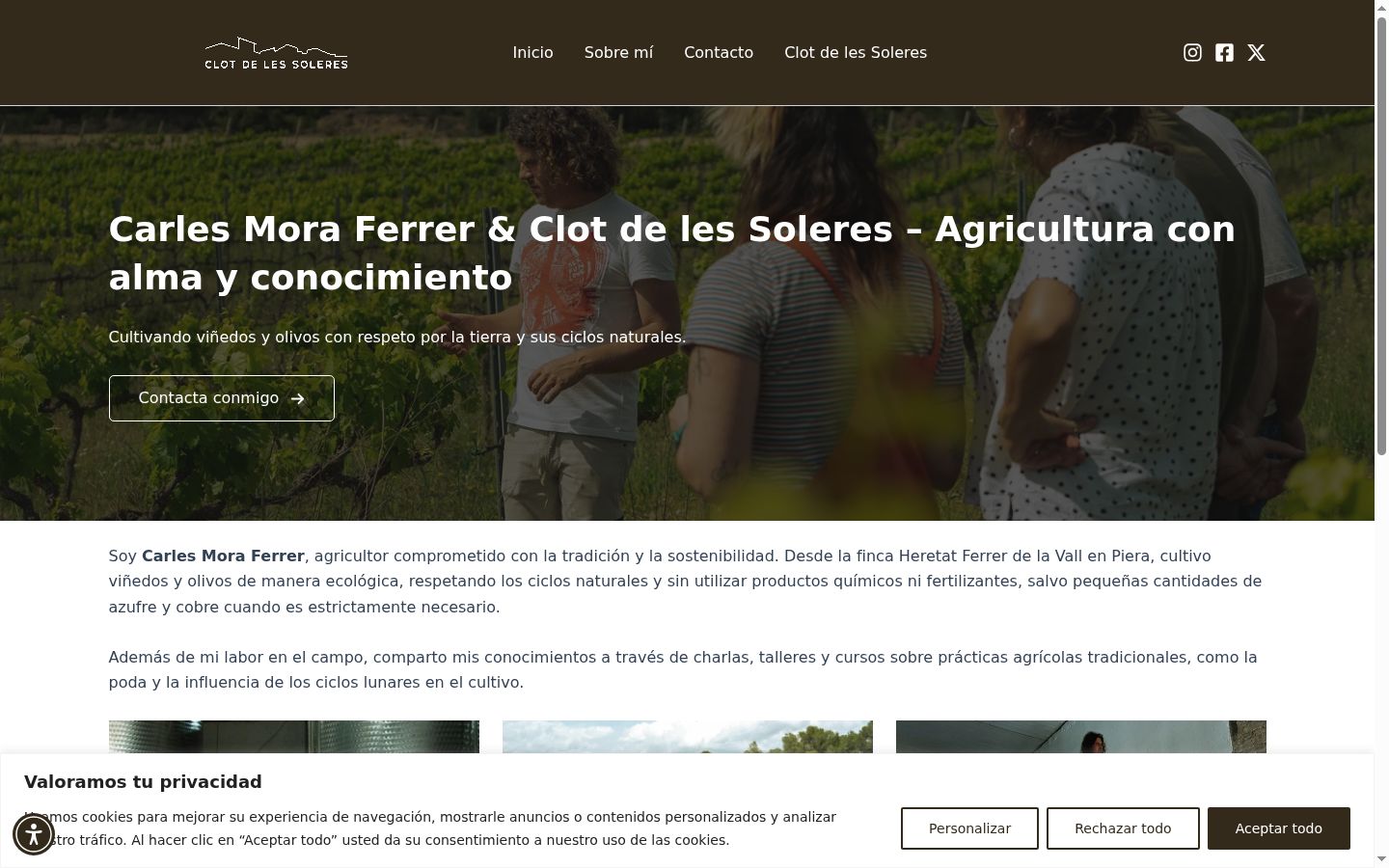 Captura de ecrã do banner de consentimento apresentado antes de qualquer interação