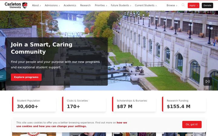 Screenshot of carleton.ca