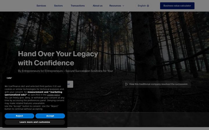 Екранна снимка на carlfinance.de