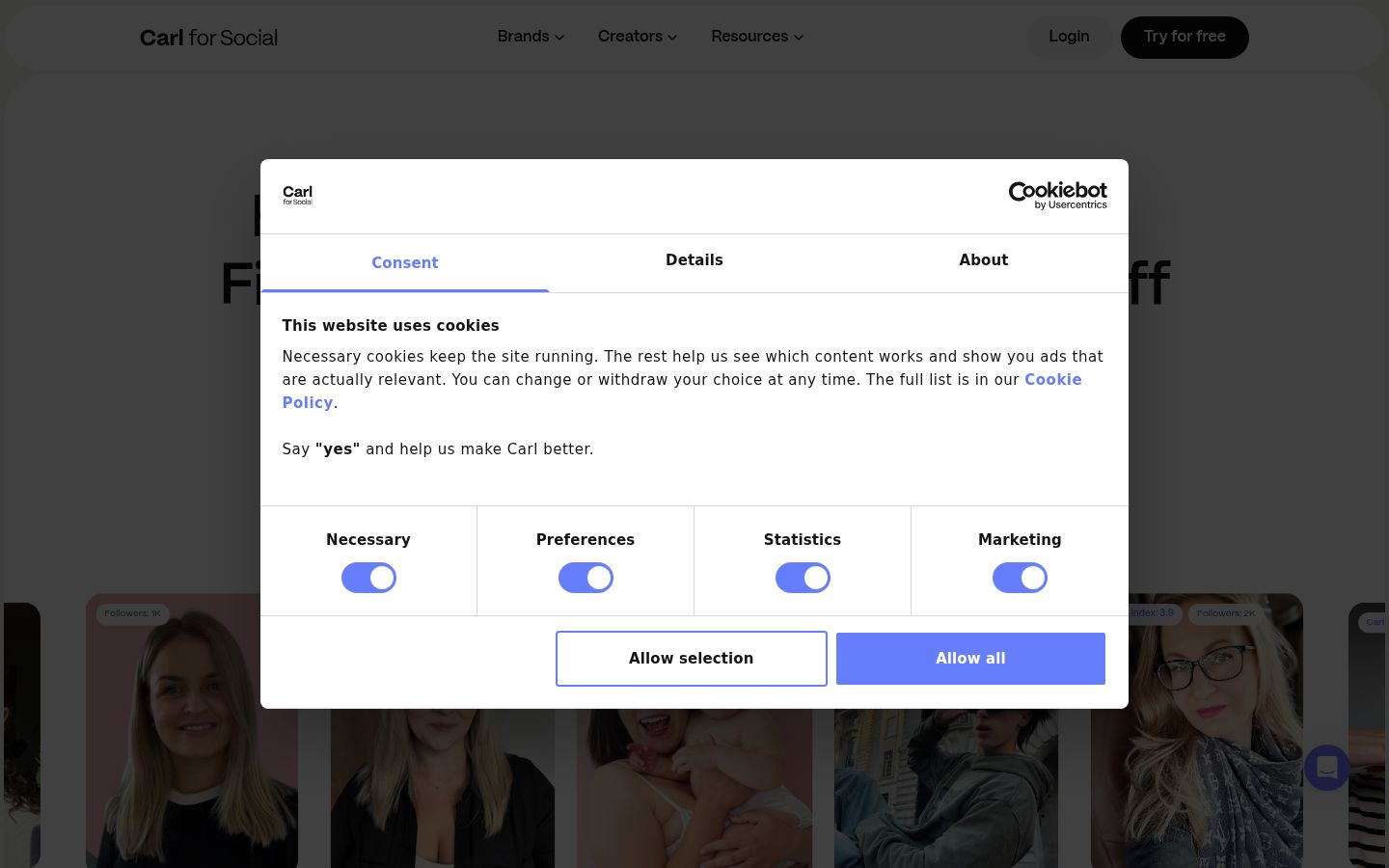 Screenshot of the consent banner shown before any interaction