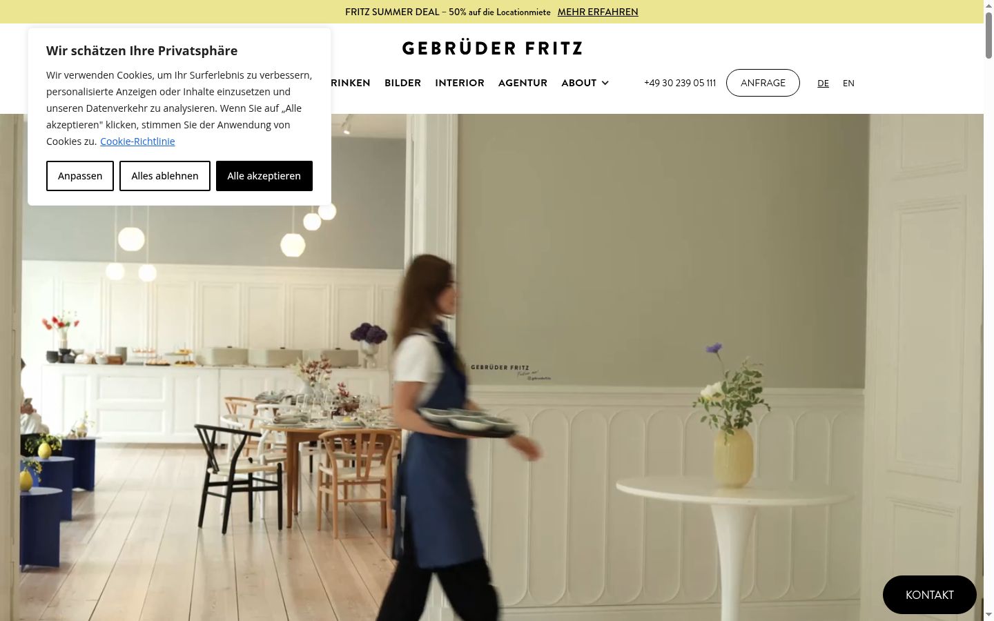 Screenshot of the consent banner shown before any interaction