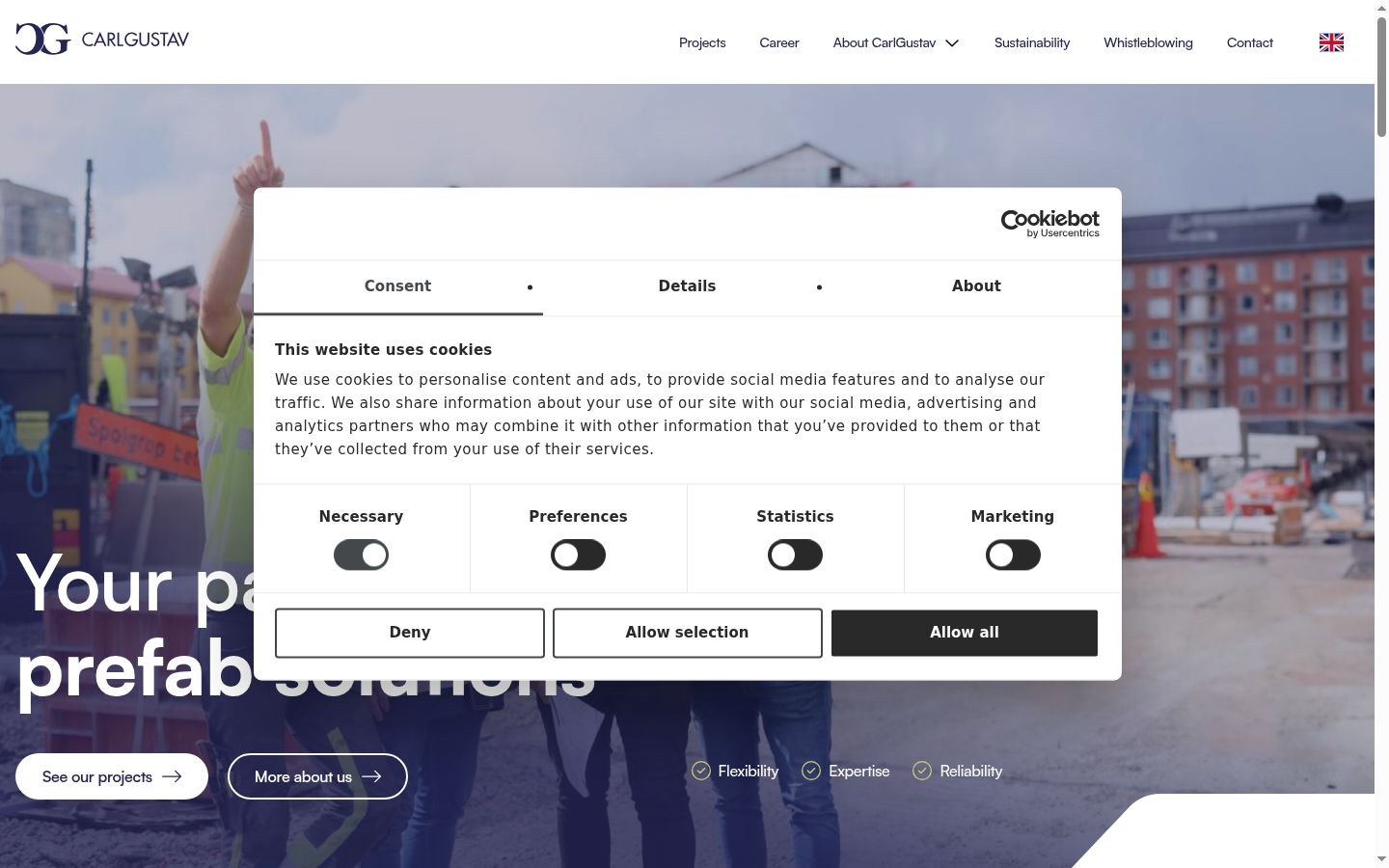 Screenshot of the consent banner shown before any interaction