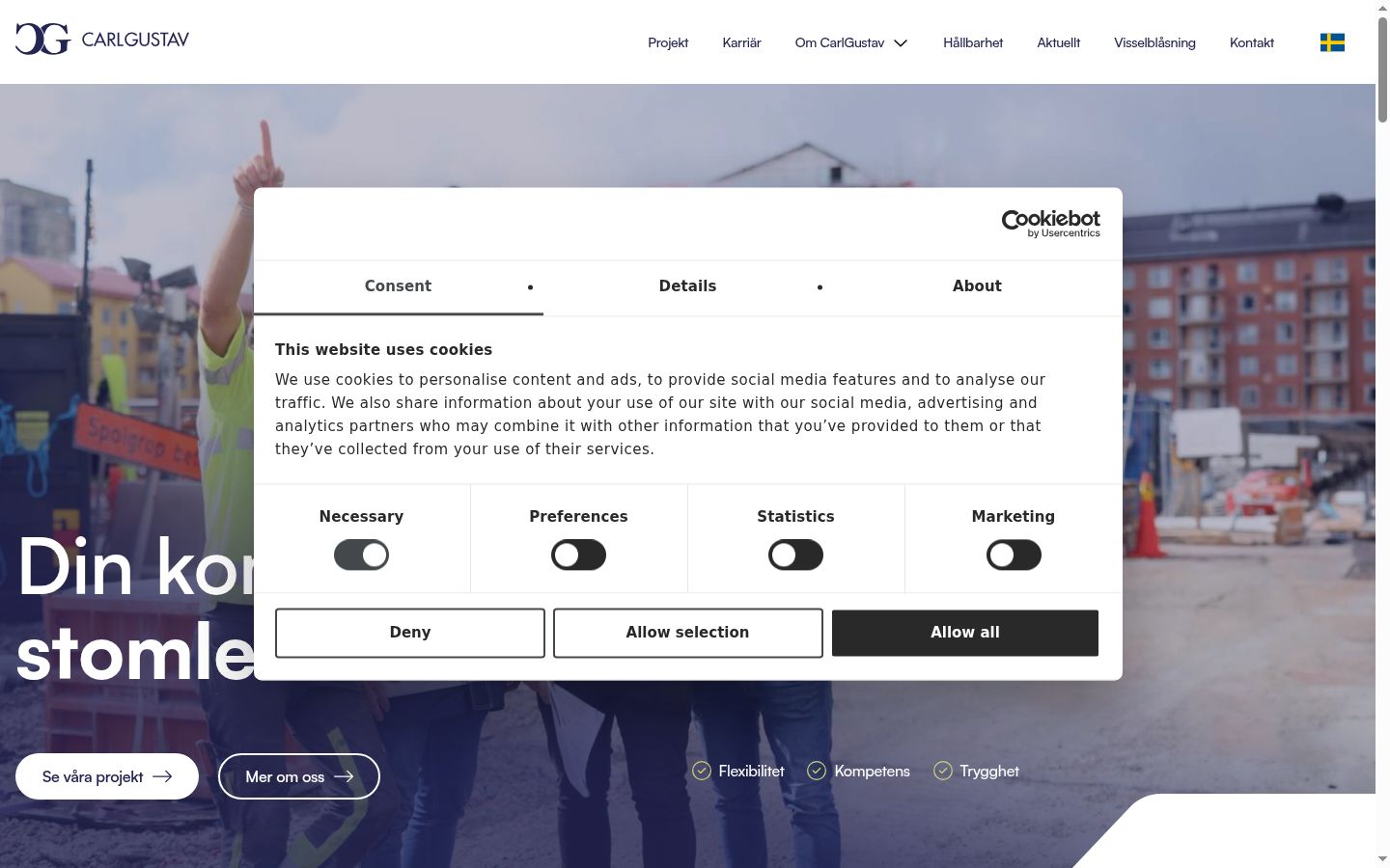 Screenshot of the consent banner shown before any interaction