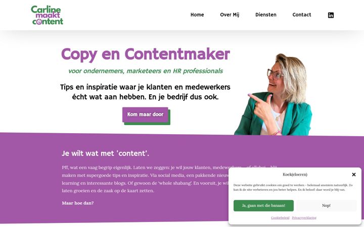 Screenshot of carlinemaaktcontent.nl