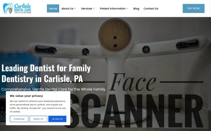 Screenshot of carlisledentalcare.com