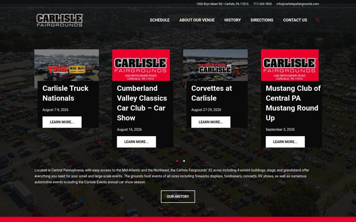 Screenshot of carlislepafairgrounds.com