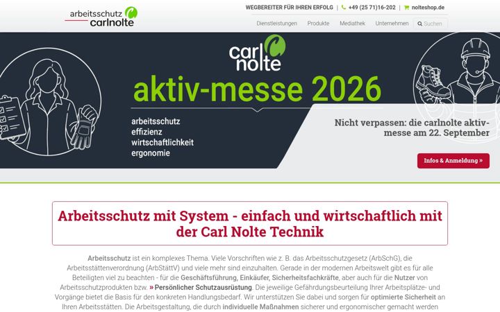 Screenshot of carlnolte-arbeitsschutz.de