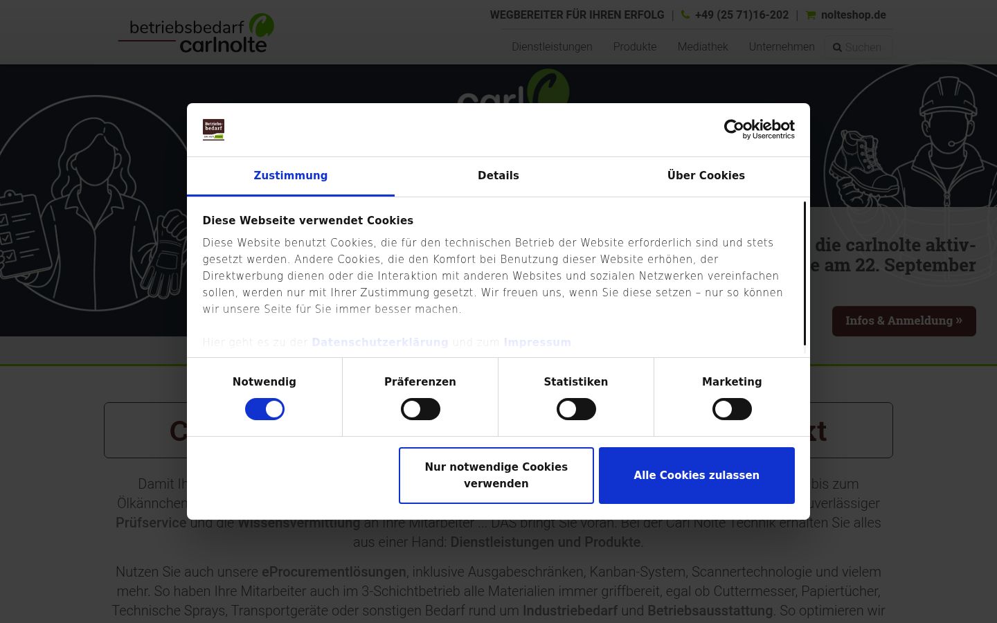 Screenshot del banner di consenso mostrato prima di qualsiasi interazione