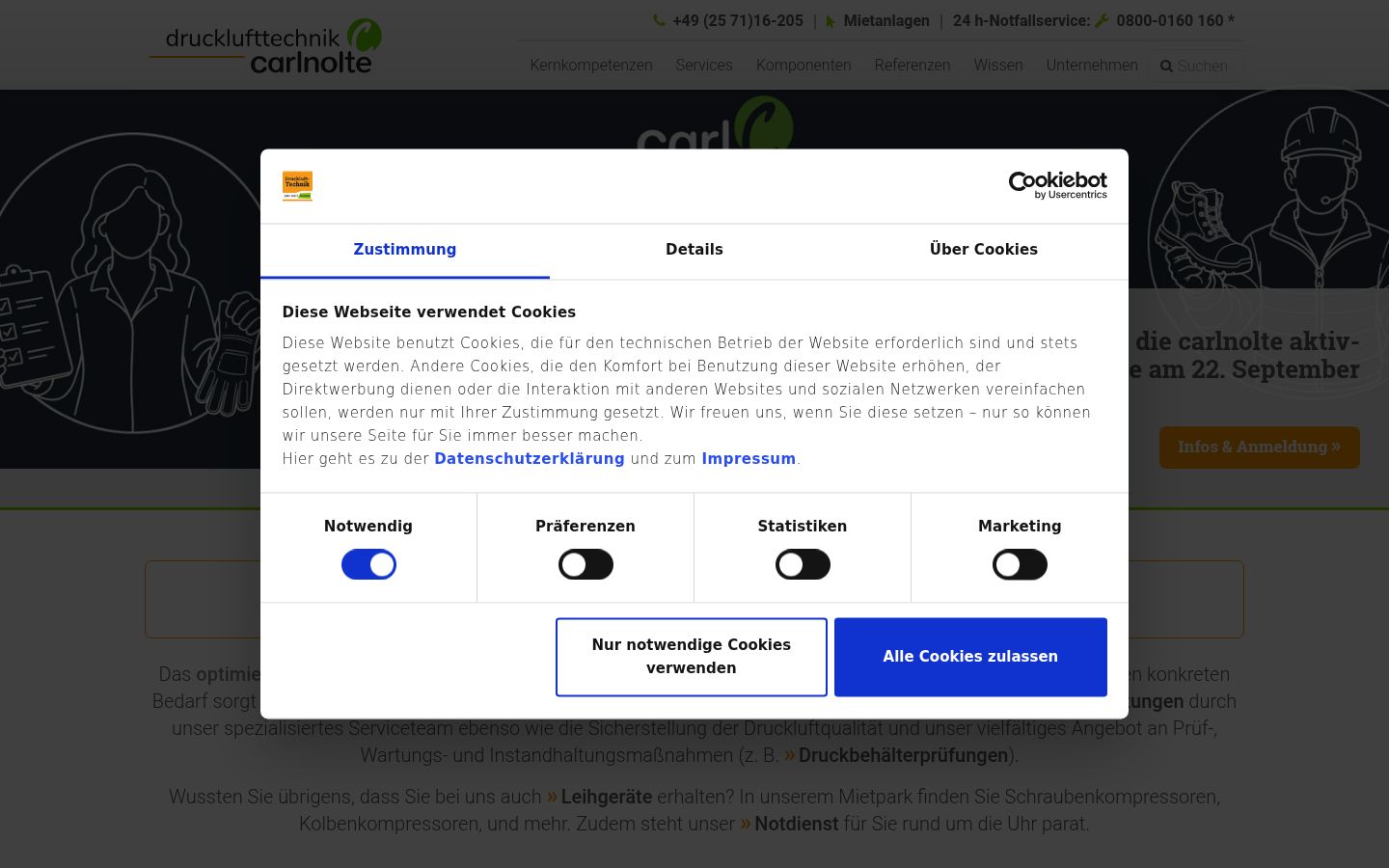 Captura de ecrã do banner de consentimento apresentado antes de qualquer interação