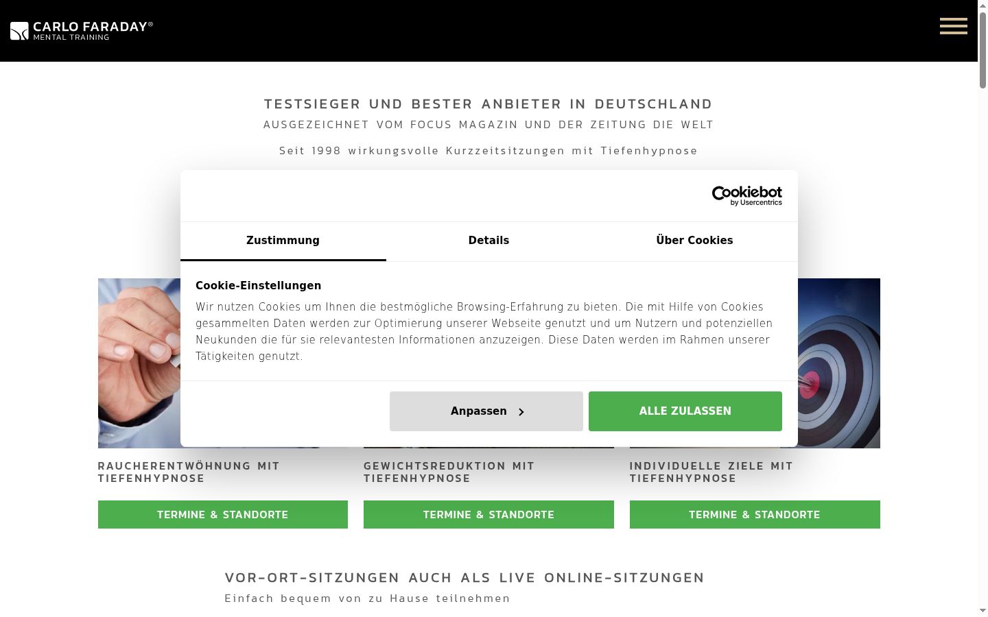 Screenshot van de toestemmingsbanner zoals getoond vóór enige interactie
