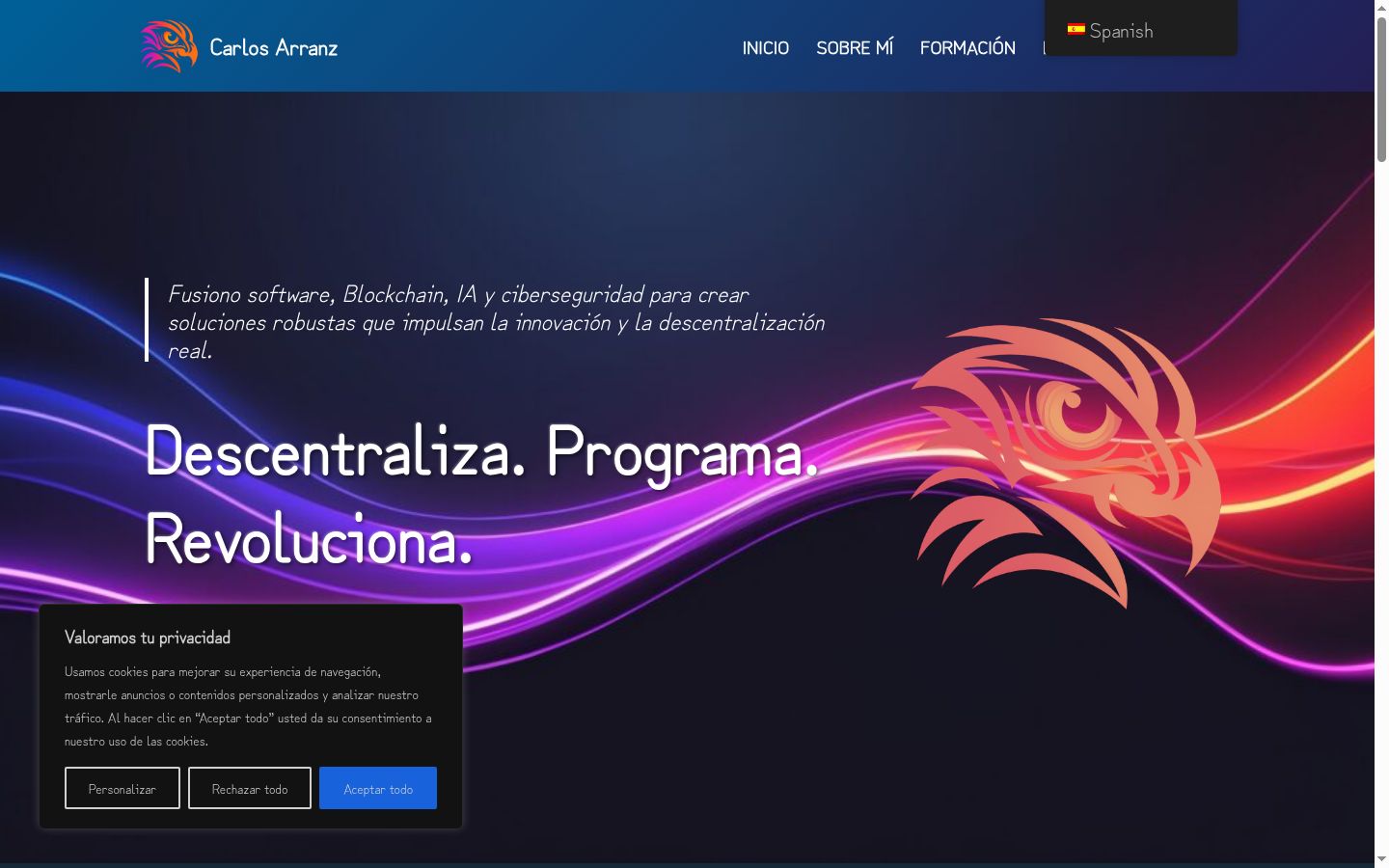 Screenshot del banner di consenso mostrato prima di qualsiasi interazione
