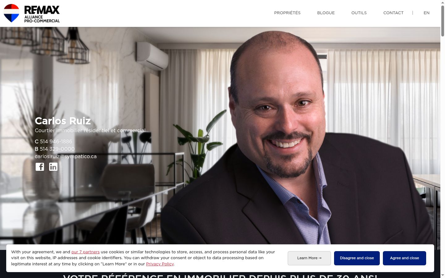 Screenshot of the consent banner shown before any interaction