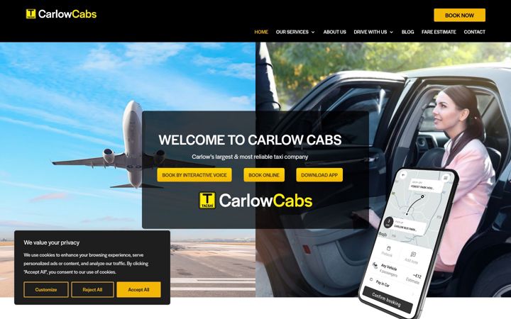 Screenshot of carlowcabs.com