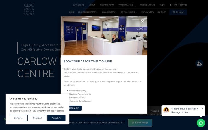Snímek obrazovky carlowdentalcentre.ie
