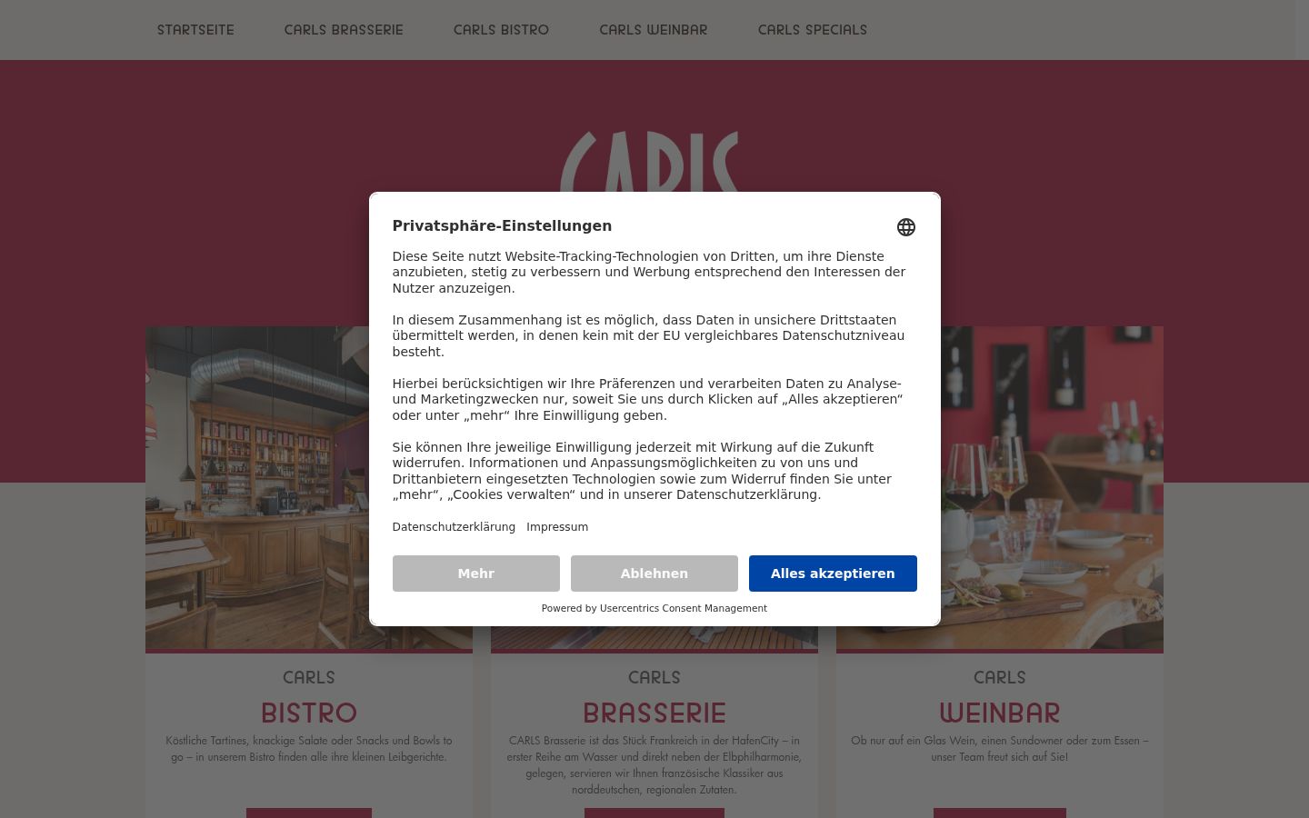 Posnetek zaslona pasice za privolitev, prikazane pred kakršno koli interakcijo