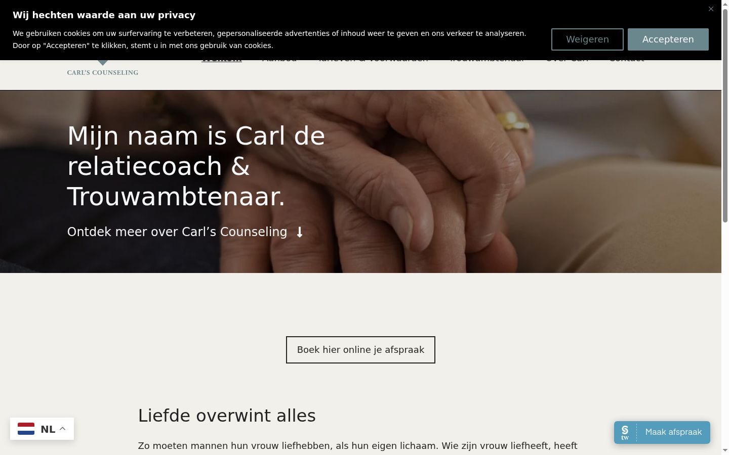Screenshot del banner di consenso mostrato prima di qualsiasi interazione
