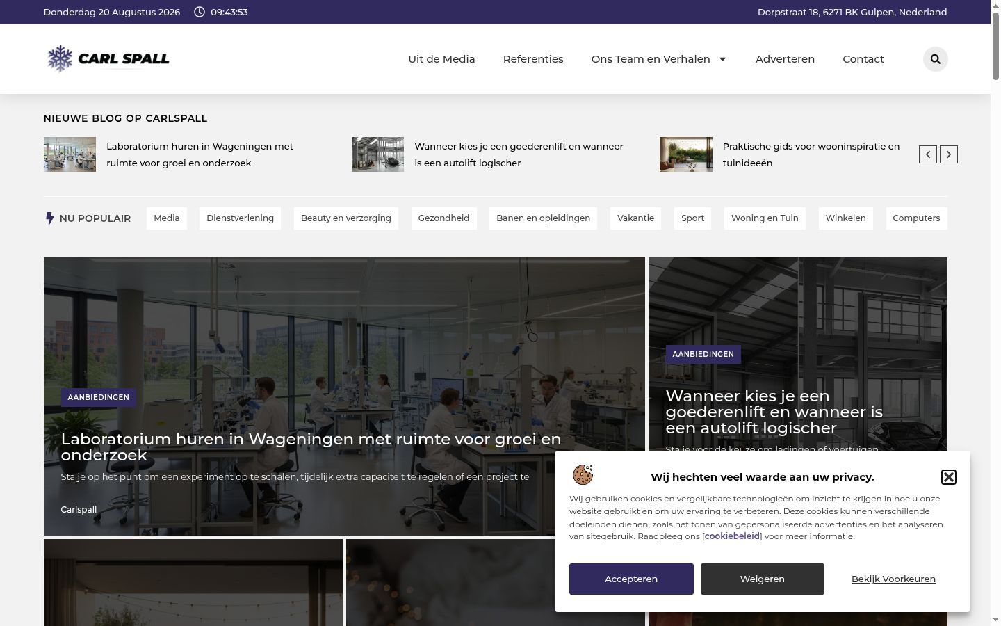 Skärmbild av samtyckesbannern som visades före någon interaktion