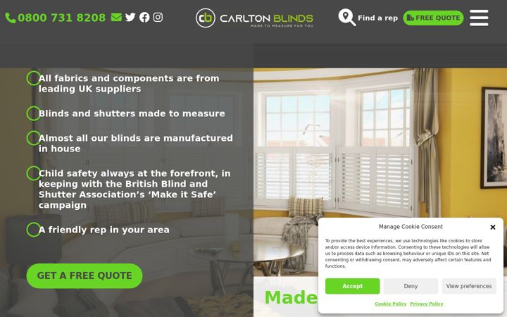 Screenshot of carlton-blinds.co.uk