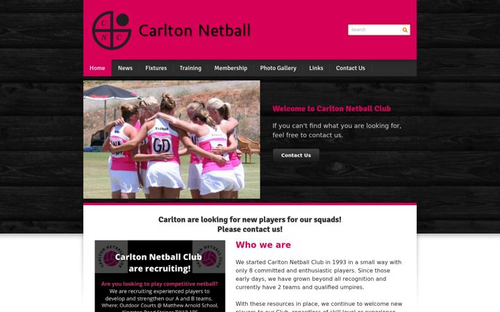 Screenshot of carlton-netball.co.uk