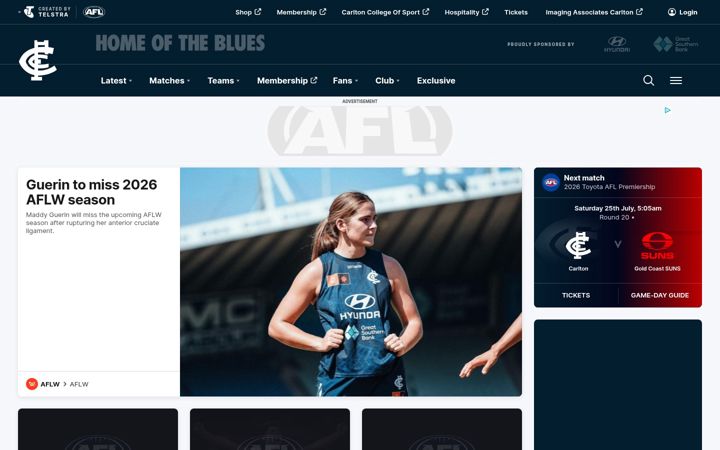Screenshot of carltonfc.com.au