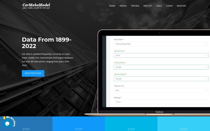 Screenshot of carmakemodeldb.com