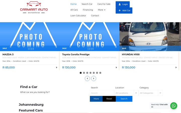 Zrzut ekranu carmartauto.co.za