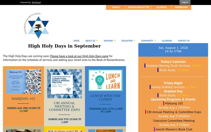 Screenshot of carmelbethisrael.org