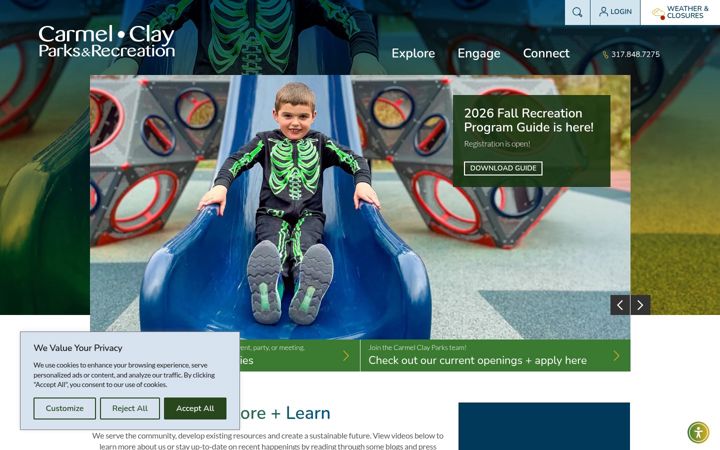 Screenshot of carmelclayparks.com