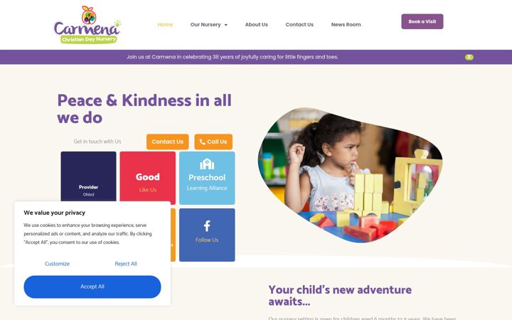 Screenshot of carmenachristiannursery.com