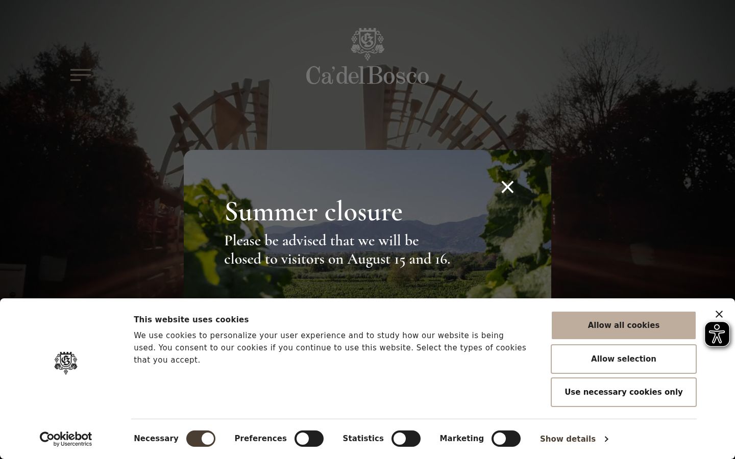Screenshot of the consent banner shown before any interaction