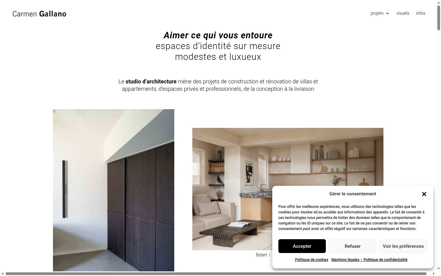 Capture d'écran de la bannière de consentement affichée avant toute interaction